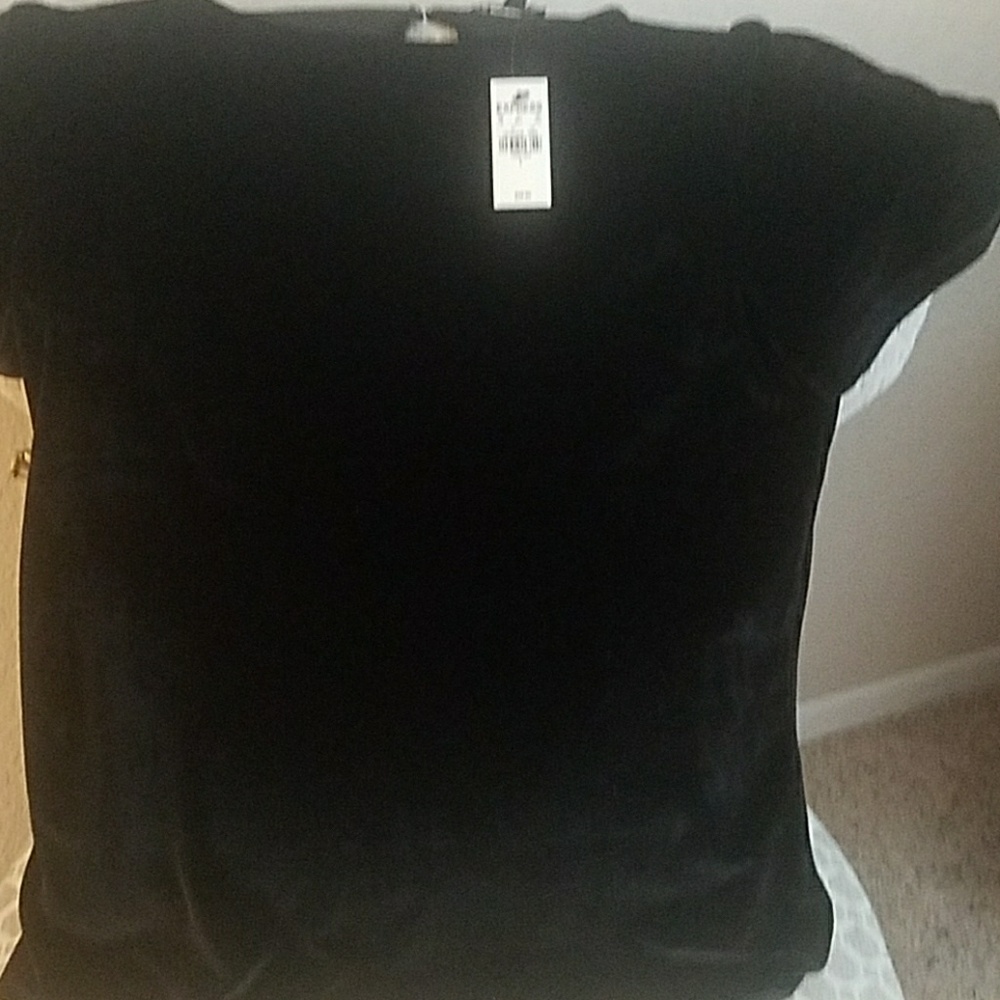 black velour short sleve top